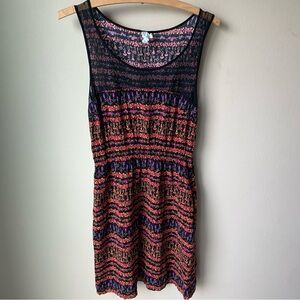 Maeve Anthro floral stripes mesh front mini dress with pockets